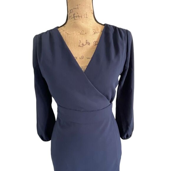 EUC J. Crew Petite Navy Blue Career Wrap Dress Wrap Dress - Size 2P - Picture 4 of 11